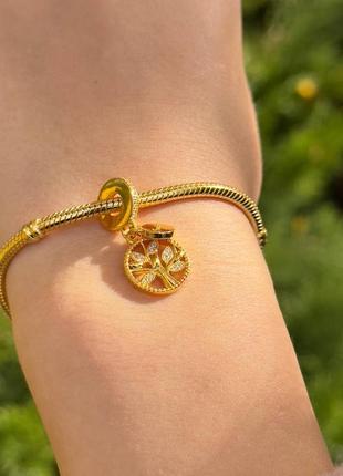 Намистина шарм срібло сімейне дерево покриття 14к позолота пандора pandora silver s925 ale з біркою