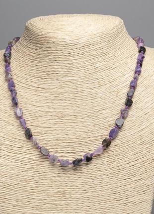 Намисто чароїт натуральний камінь галтівка d-8х6мм+- l-50см+-