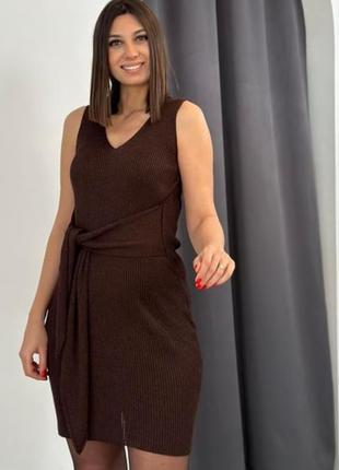 Туніка жилет безрукавка сукня коричнева в рубчик massimo dutti2 фото