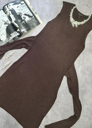 Туніка жилет безрукавка сукня коричнева в рубчик massimo dutti5 фото
