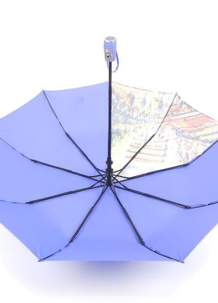 Качественный женский зонт полуавтомат складной susino с 9 спицами, антишторм, голубой5 фото