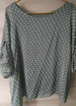 Лёгкая и шёлковая 100% шелк шовк silk seta невесомая кофточка в горошек на лето
