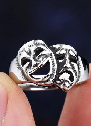 Оригинальное кольцо 17.5 р перстень маска череп 💀 панк рок металл нержавеющая сталь