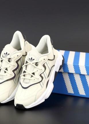 Женские кроссовки adidas ozweego beige white 38-39-403 фото