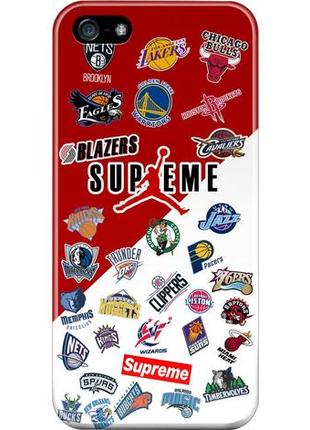 Чехол силиконовый бампер fts для apple iphone 5/5s/se с рисунком баскетбольный supreme
