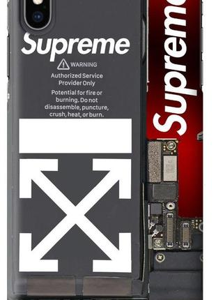 Чехол силиконовый бампер fts для apple iphone xs max с рисунком supreme