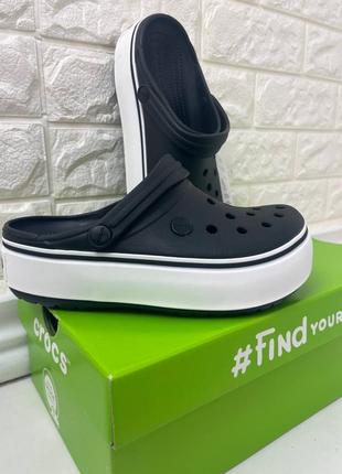 Женские кроксы платформа crocs crocband Oyster black