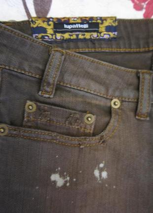 Новые джинсы-капри эффект заношенности, стразы, камни итальянский бренд lupattelli2 фото