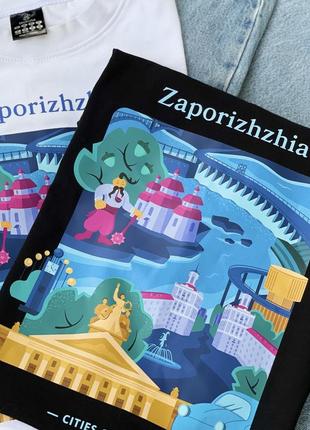 Екосумка, торба, шопер чорний з ексклюзивним патріотичним авторським принтом - місто запоріжжя, бренд “малюнки”7 фото