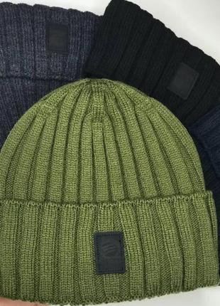 Брендовая мужская шапка adidas пума популярная зимняя класическая, модные вязаныешапки цвет темно-синий6 фото