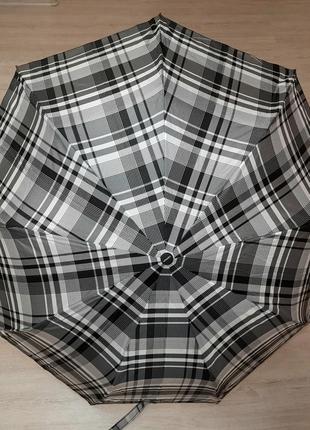 Зонт мужской на 10 спиц с системой антиветер и усиленным каркасом расцветки клетка-шотландка3 фото