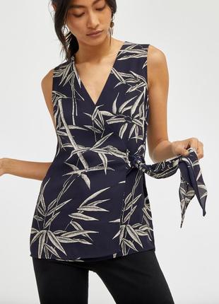 Темно-синя блуза "на запах" warehouse