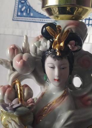 Каминные фарфоровые часы , светильник