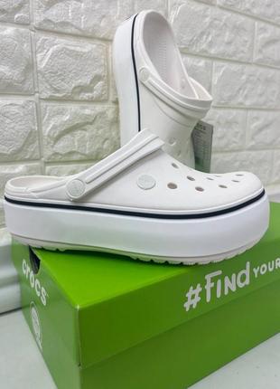 Женские кроксы платформа crocs crocband platform white