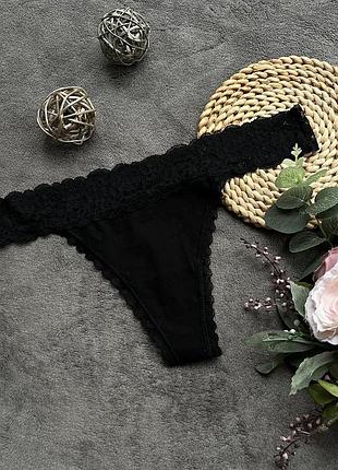 Бавовняні стрінги з мереживом