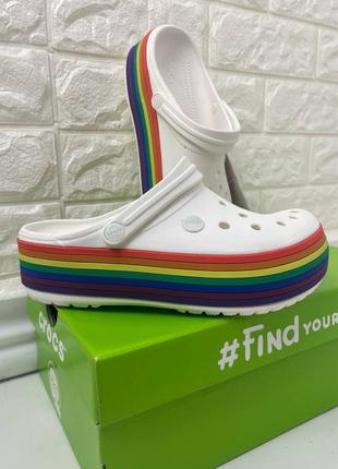 Жіночі крокси платформа crocs crocband platform rainbow 🌈