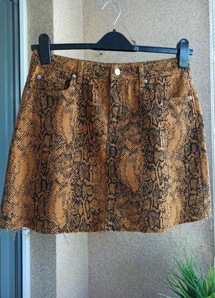 Красивая стильная котоновая юбка в модный анималистический принт 100% котон5 фото