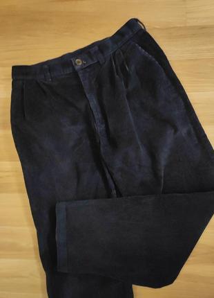 Брюки брюки брюки мужские прямые широкие вельвет синие повседневные marks &amp; spencer, размер m - l