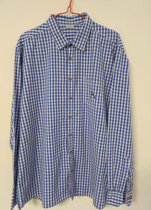 Сорочка рубашка чоловіча синя біла пряма широка livergy, розмір 2xl - 3xl