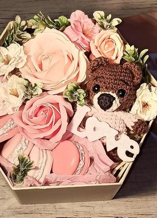 Бокс подарунковий набір дівчині мильних троянд мило ручної роботи2 фото