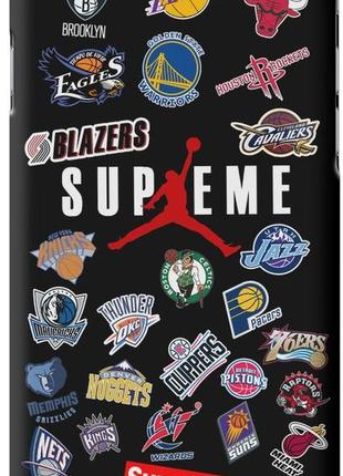 Чохол силіконовий бампер fts для apple iphone 6/6s з малюнком чорний баскетбольний supreme