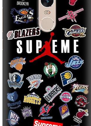 Чохол силіконовий бампер fts на xiaomi redmi note 4 з малюнком чорний баскетбольний supreme