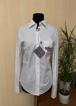 Сорочка біла жіноча оригінал 100% paul shark vintage yachting розмір m/l