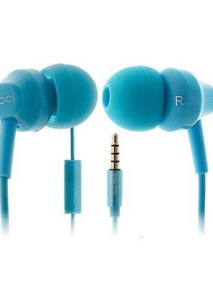 Навушники вакуумні провідні з мікрофоном recci rew-c01 arioso сині