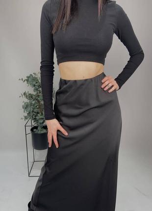 Стильная атласная юбка макси, длинная юбка макси атлас пандора2 фото