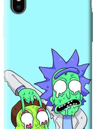 Силіконовий чохол бампер fts для apple iphone xs max з дизайном рік і морті