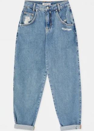 Джинсы, мом джинс, синие, голубые, слоучи, штаны, pull&bear7 фото