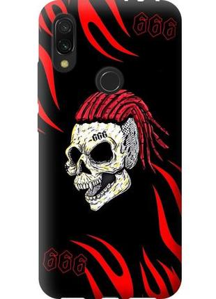Силиконовый чехол бампер fts для xiaomi redmi 7 с рисунком моргенштерн череп