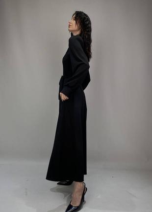 Нежное платье миди с разрезом на поясе, черное платье миди тиар2 фото