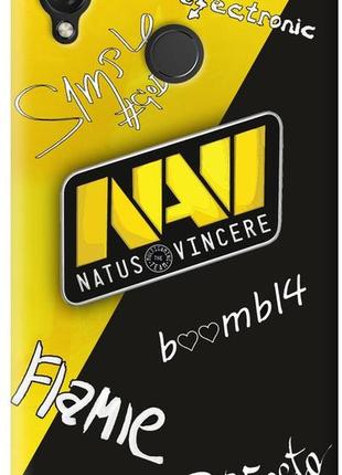 Силиконовый чехол бампер fts для huawei p smart plus 2018 с рисунком natus vincere автографы