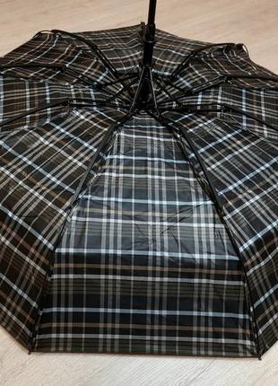Зонт мужской на 10 спиц с системой антиветер и усиленным каркасом расцветки клетка-шотланд...