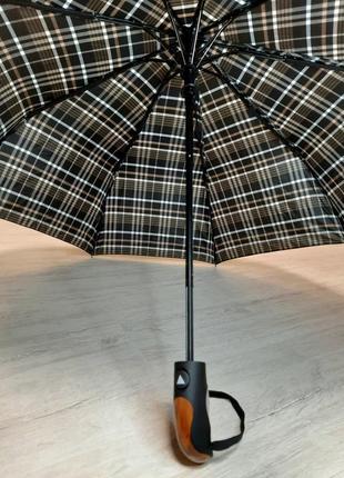 Зонт мужской на 10 спиц с системой антиветер и усиленным каркасом расцветки клетка-шотландка2 фото