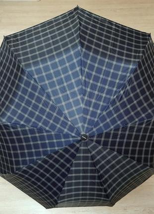 Зонт мужской на 10 спиц с системой антиветер и усиленным каркасом расцветки клетка-шотланд...