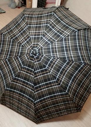 Зонт мужской на 10 спиц с системой антиветер и усиленным каркасом расцветки клетка-шотландка4 фото