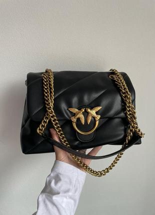 Стильная сумка стильна сумка 👜 pinko big love bag puff maxi quilt black/gold (арт: 99208)8 фото