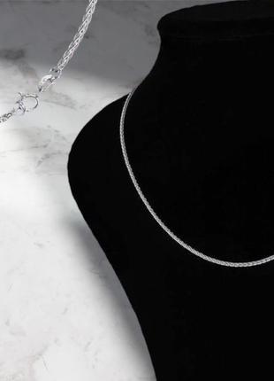 Жіночий срібний ланцюжок плетіння колосок, спіга, ланцюжок на шию, 925 проба