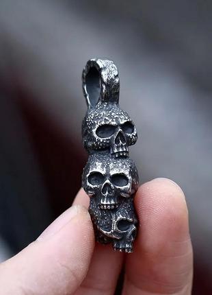 Необычный крутой кулон череп 💀 металл рок панк нержавеющая сталь1 фото