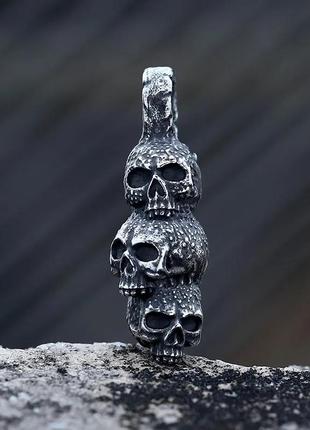 Необычный крутой кулон череп 💀 металл рок панк нержавеющая сталь2 фото