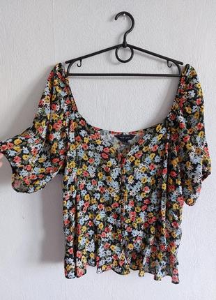 Вискозная блуза в цветочный принт
