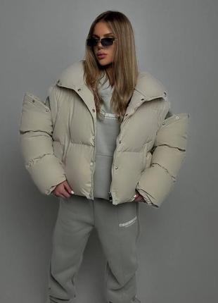 Жіноча тепла зимова коротка куртка,пуфер,пуховик,женская тёплая зимняя короткая куртка трансформер4 фото