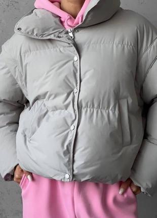 Жіноча тепла зимова коротка куртка,пуфер,пуховик,женская тёплая зимняя короткая куртка трансформер2 фото