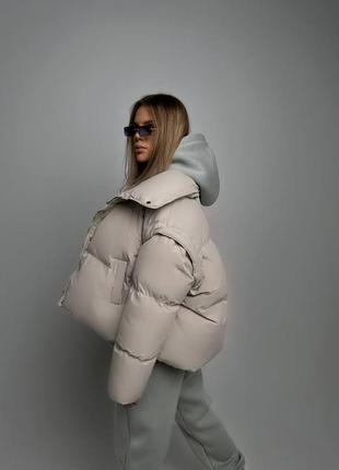 Жіноча тепла зимова коротка куртка,пуфер,пуховик,женская тёплая зимняя короткая куртка трансформер5 фото