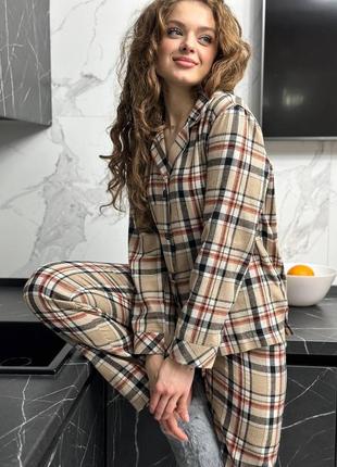 Фланелевая пижама, комплект для дома рубашка и штаны3 фото