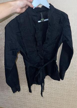 Рубашка черная рубашка на завязках блуза1 фото
