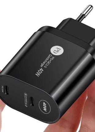 Сетевое зарядное устройство с быстрой зарядкой 2 port 40w pd type-c sd5b. зарядка для телефона