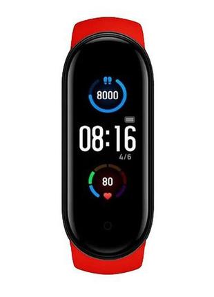 Фітнес браслет smart watch m5 band classic black смарт годинник-трекер. колір червоний9 фото